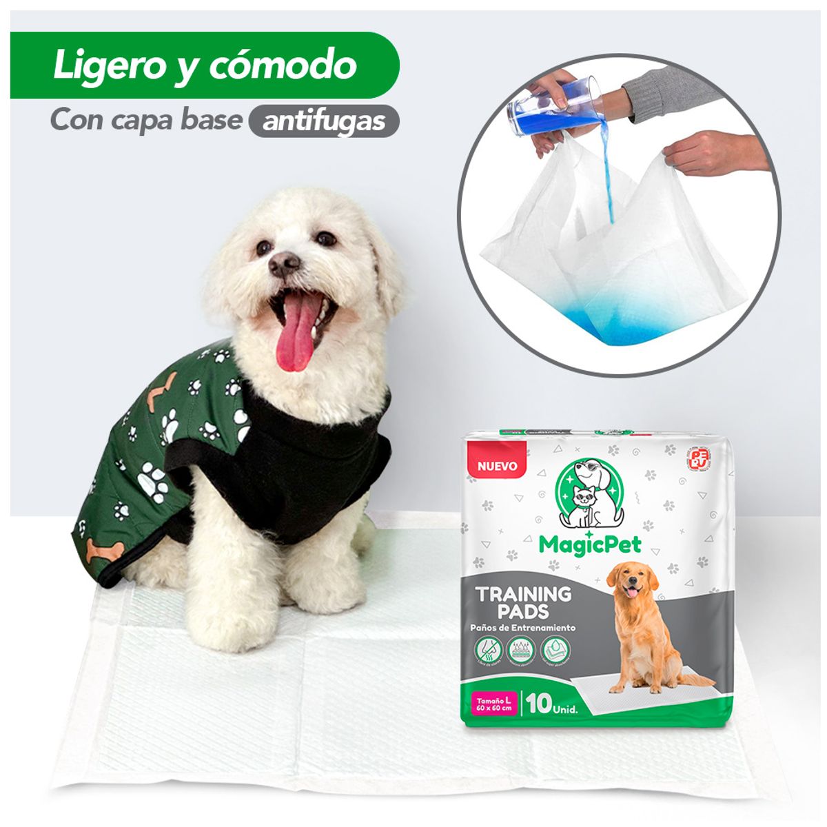 KELLER - Pañales para Mascotas SuperAbsorbente 60X60 MagicPet X10 HY6