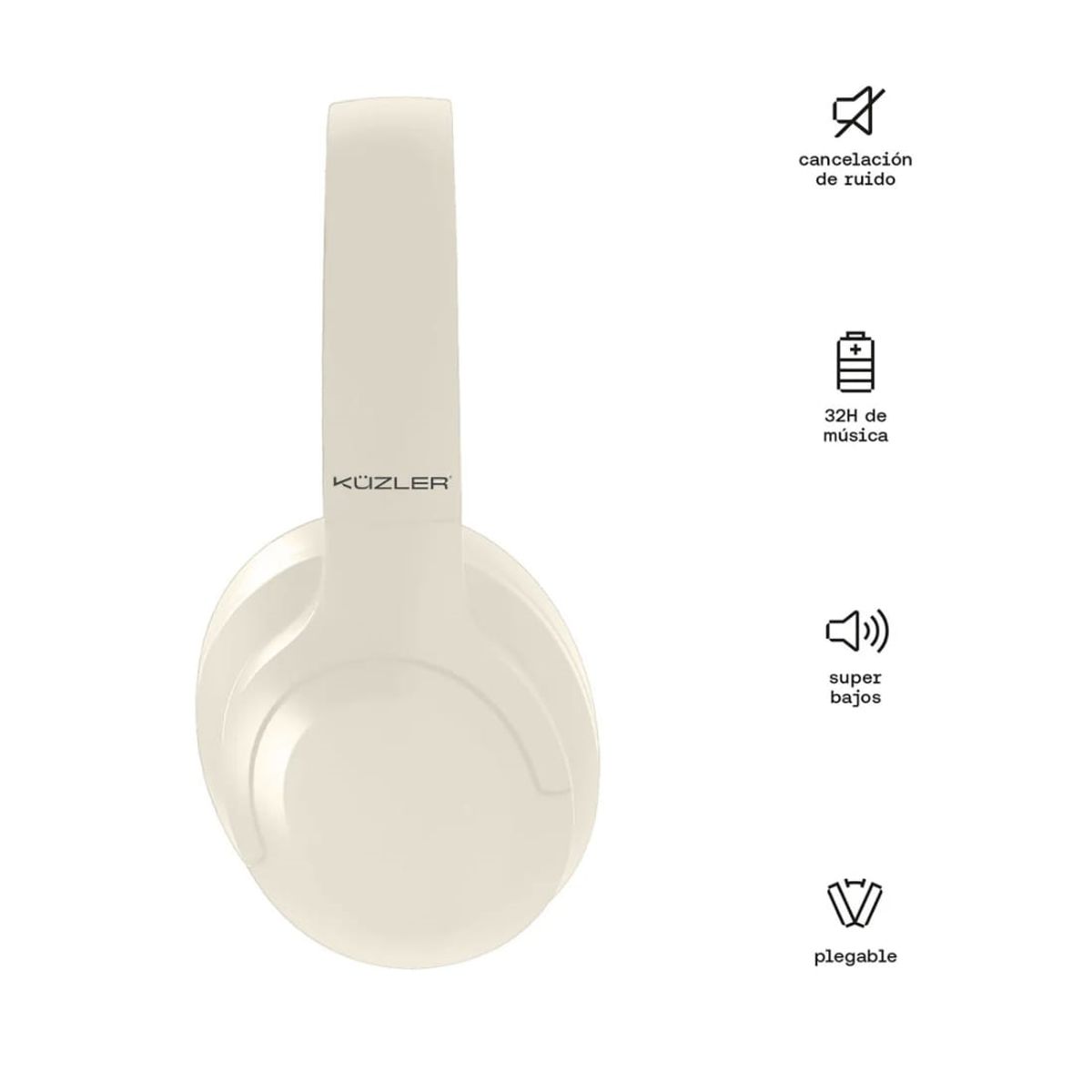 KUZLER - Audífono Overear Cancelación ruido activo con Bluetooth GEOFF-101B