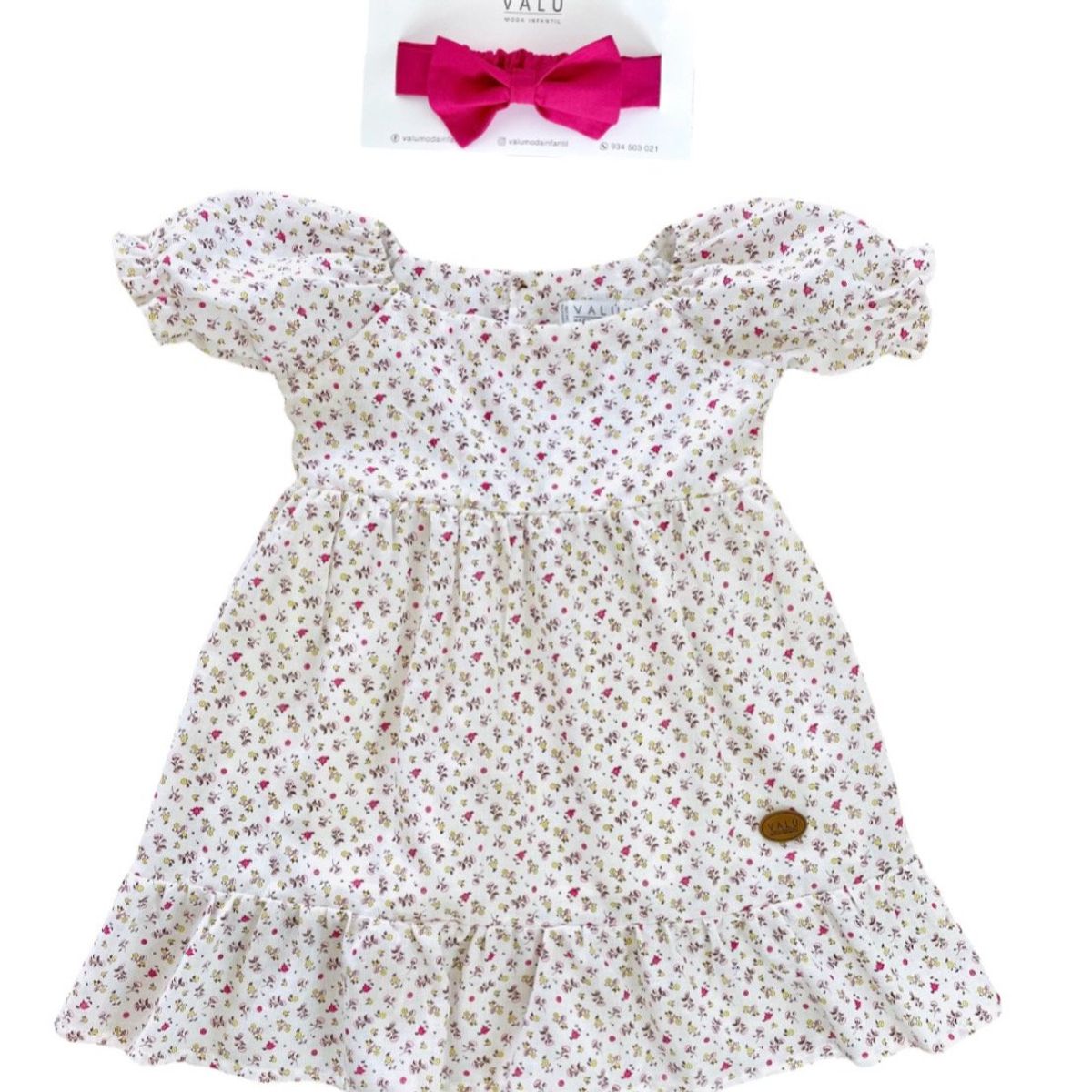 VALU MODA INFANTIL - Vestido Blanco con Flores