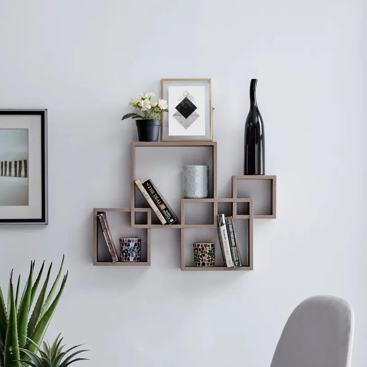 GENERICO - Repisa Flotante Melamina Asimétrica 75x60cm Castaño