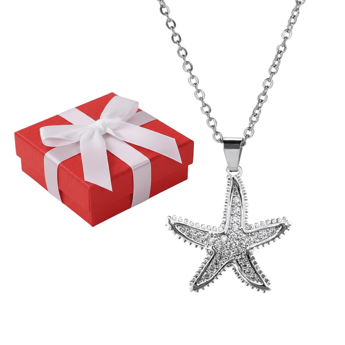 GENERICO - Collar Novia Estrella Mar Regalo San Valentín Acero Plateado