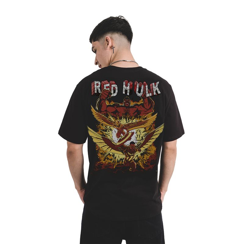 MARVEL - POLO OVERSIZE MC HOMBRE CAPITAN AMERICA NEGRO