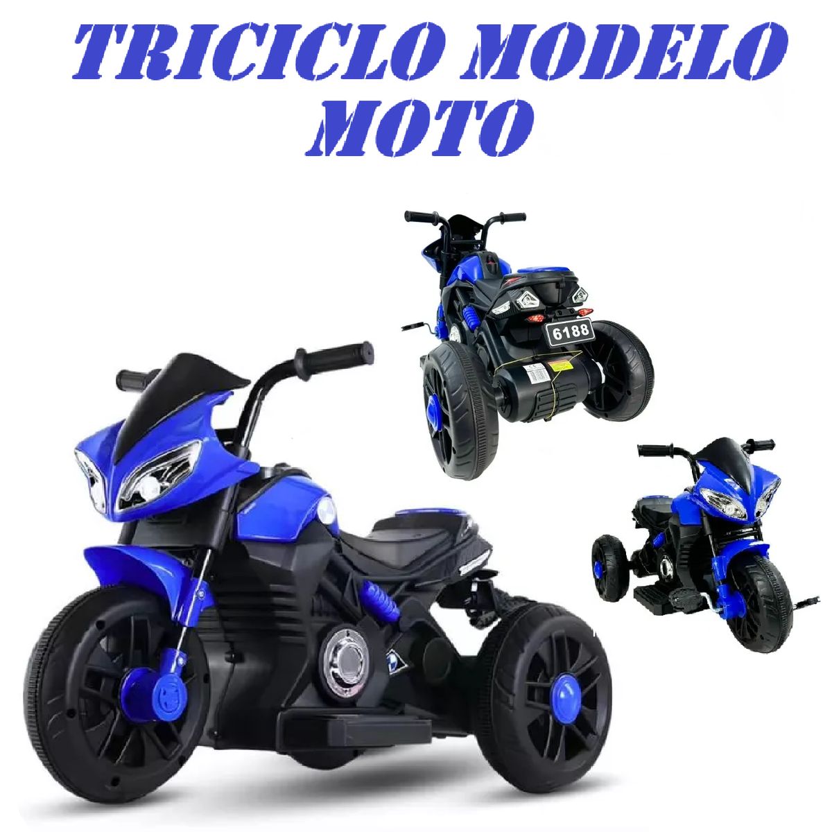 GENERICO - Nuevo Triciclo Modelo Moto Musical y Luces - Azul