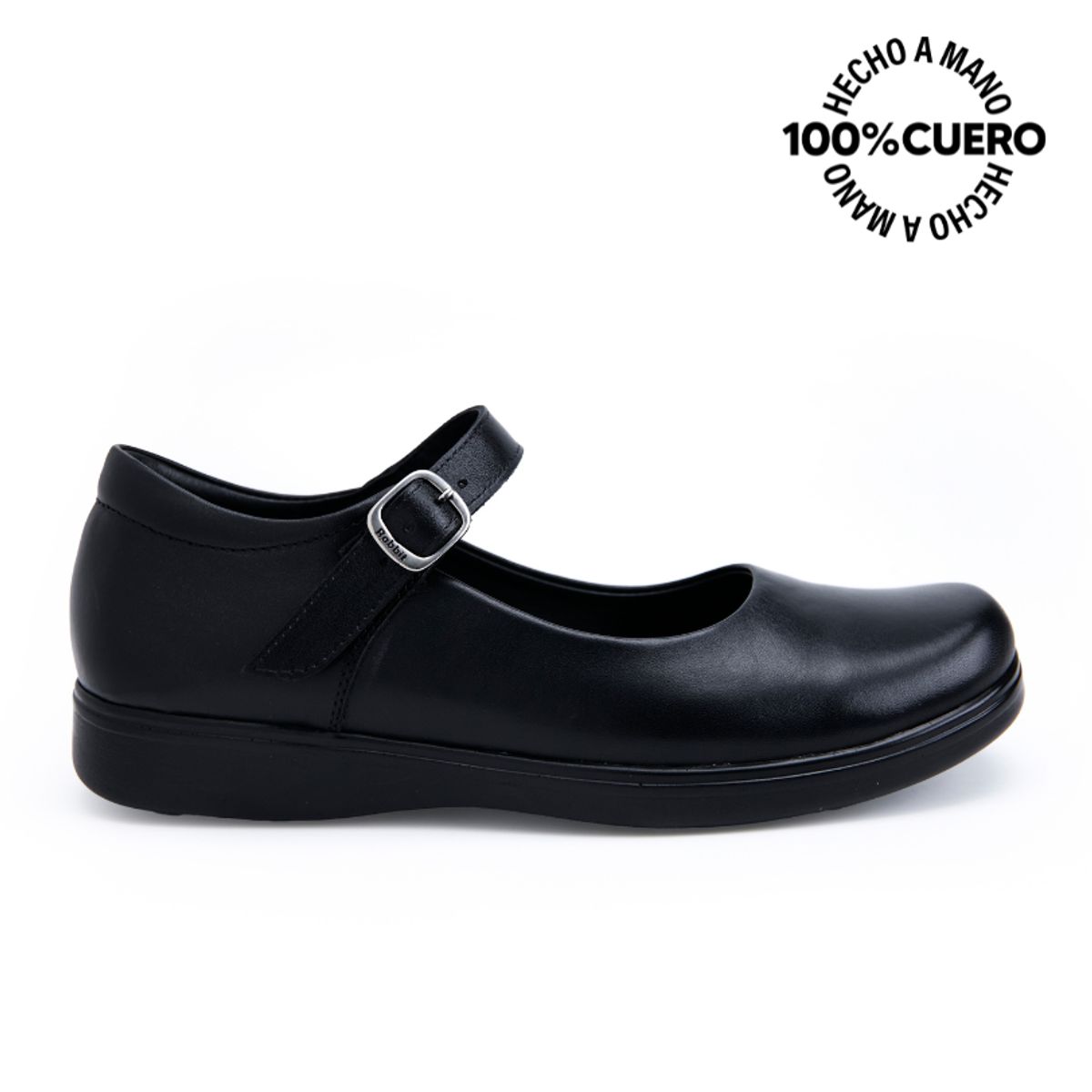 RABBIT - Zapato Escolar Ballerina Casual MANA-2504 NEGRO Rabbit Cuero