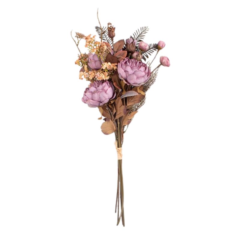 PANADECOR - Ramo Decorativo Panadecor De Peonías Moradas Con Detalles Beige 35Cm Pvc