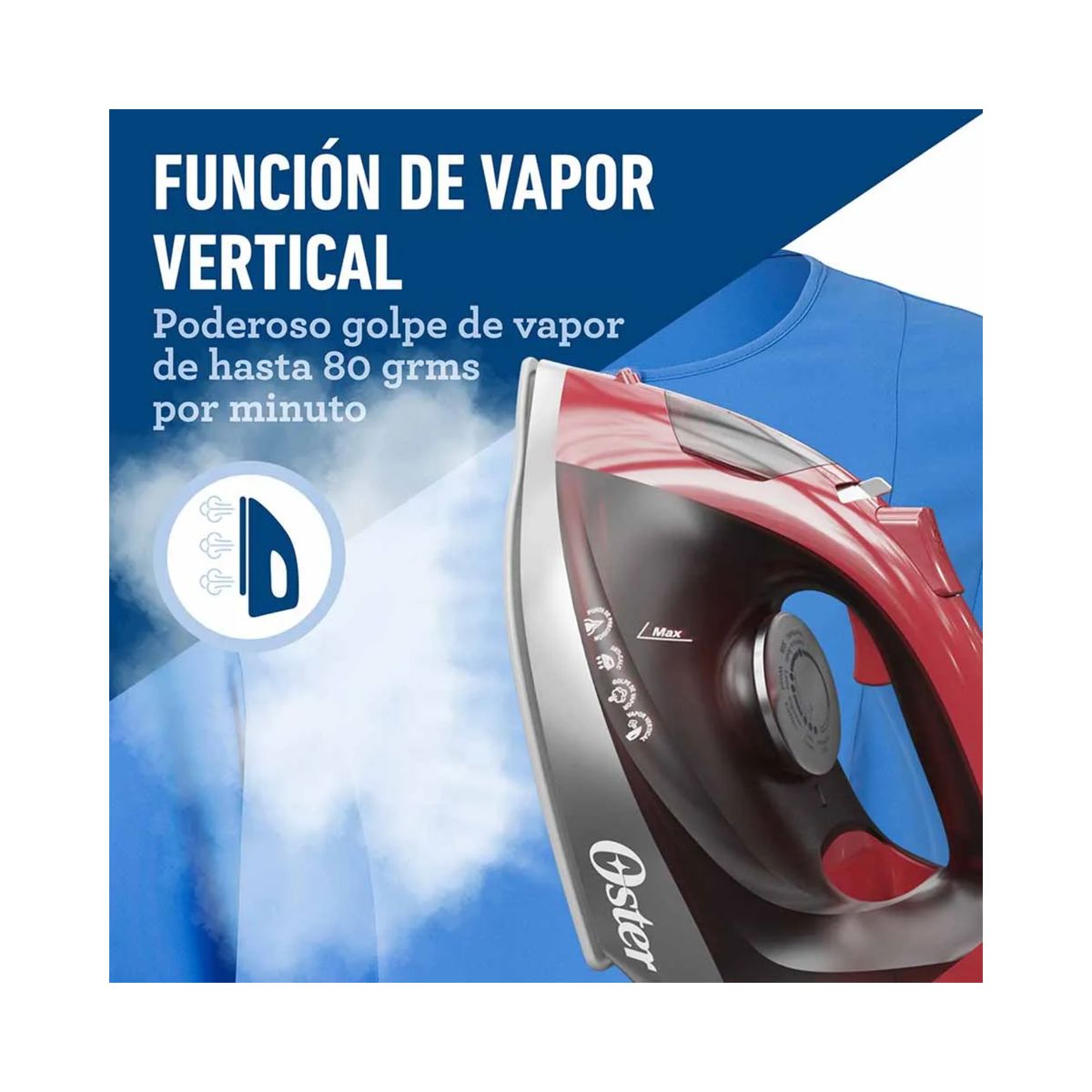 OSTER - PLANCHA DE VAPOR OSTER ROJA CON BASE DE CERAMICA GCSTBS6051