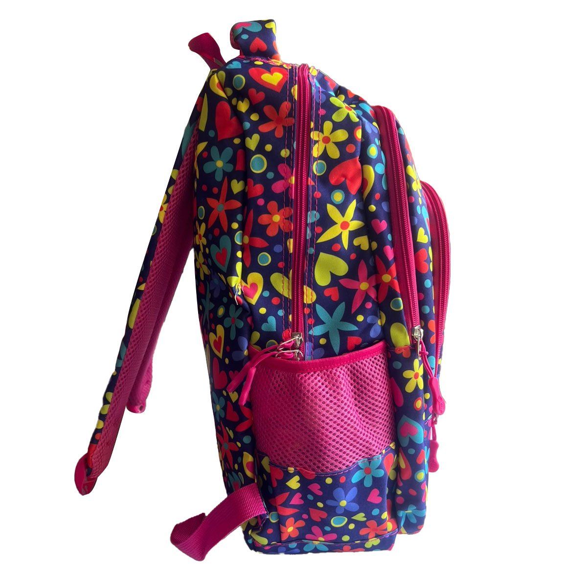 GENERICO - Set Mochila Cartuchera Juvenil 3 Cierres Diseño Flores