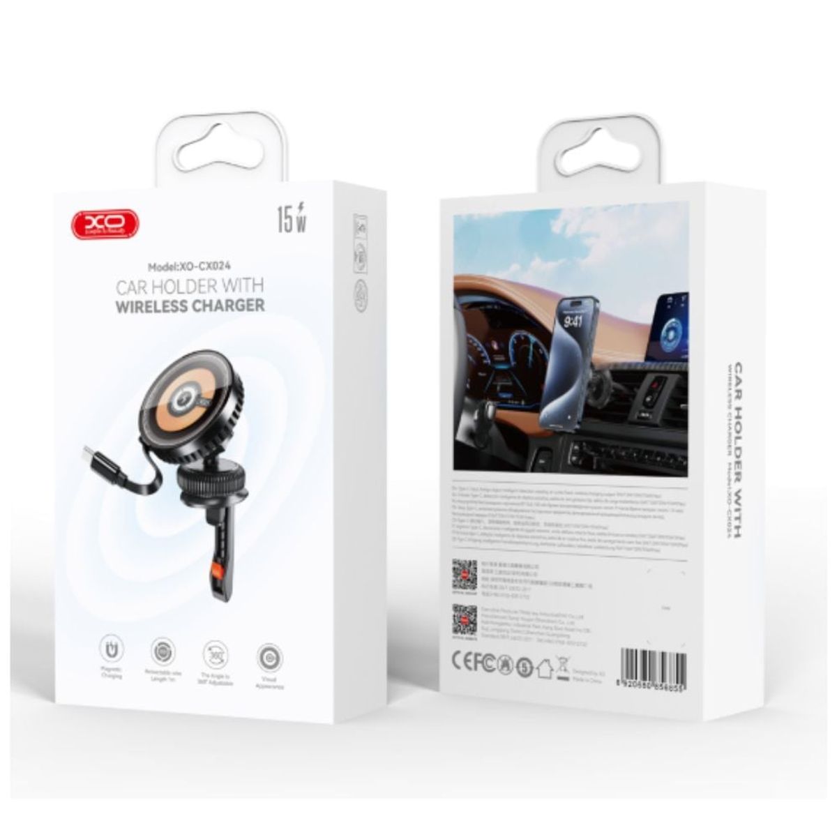 GENERICO - Soporte Magnético Con Carga Inalámbrica 15w Tipo-C XO-CX024