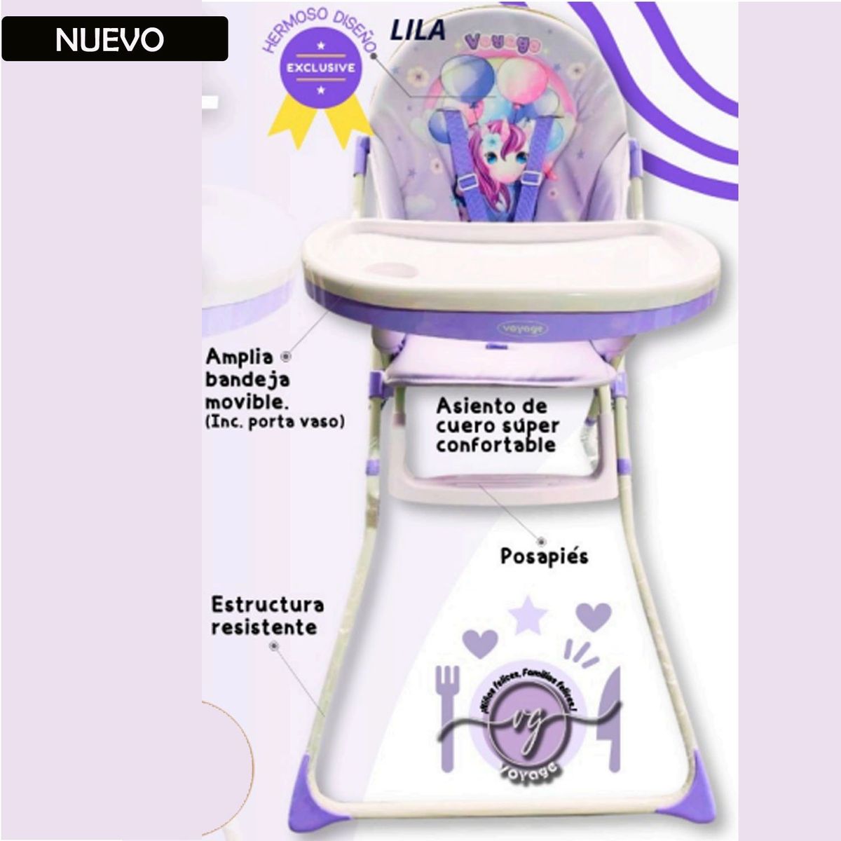 VOYAGE - Silla de Comer para Bebe VOYAGE Lila