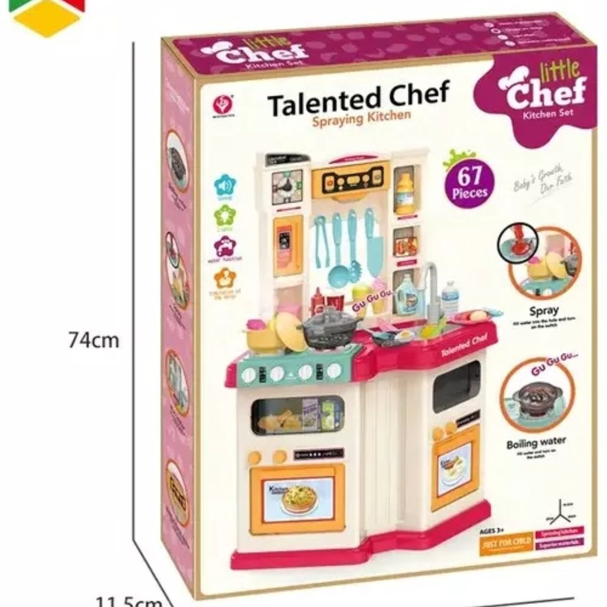 GENERICO - Juguete set de cocina con vapor, luz y sonido 67 pzs