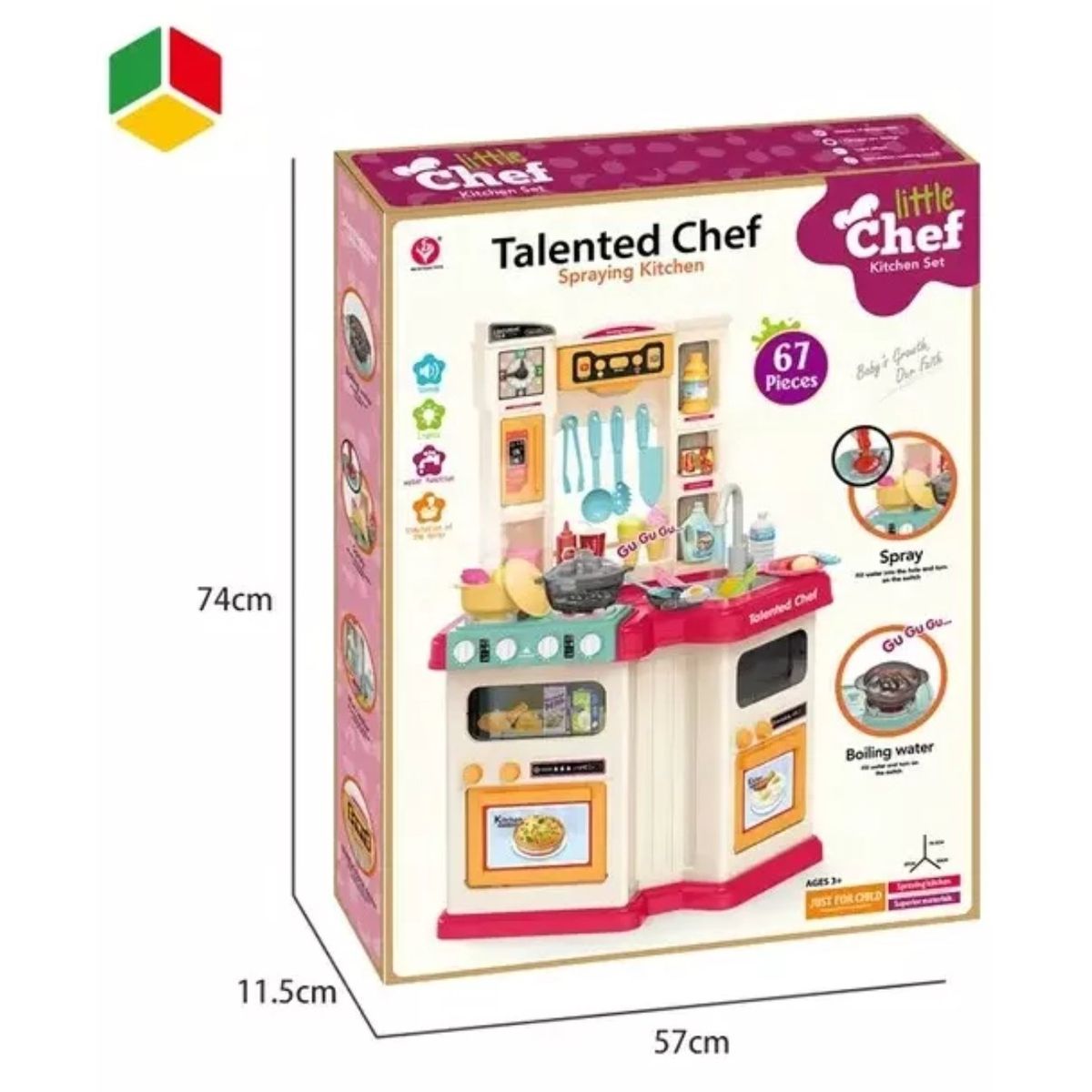 GENERICO - Juguete set de cocina con vapor, luz y sonido 67 pzs