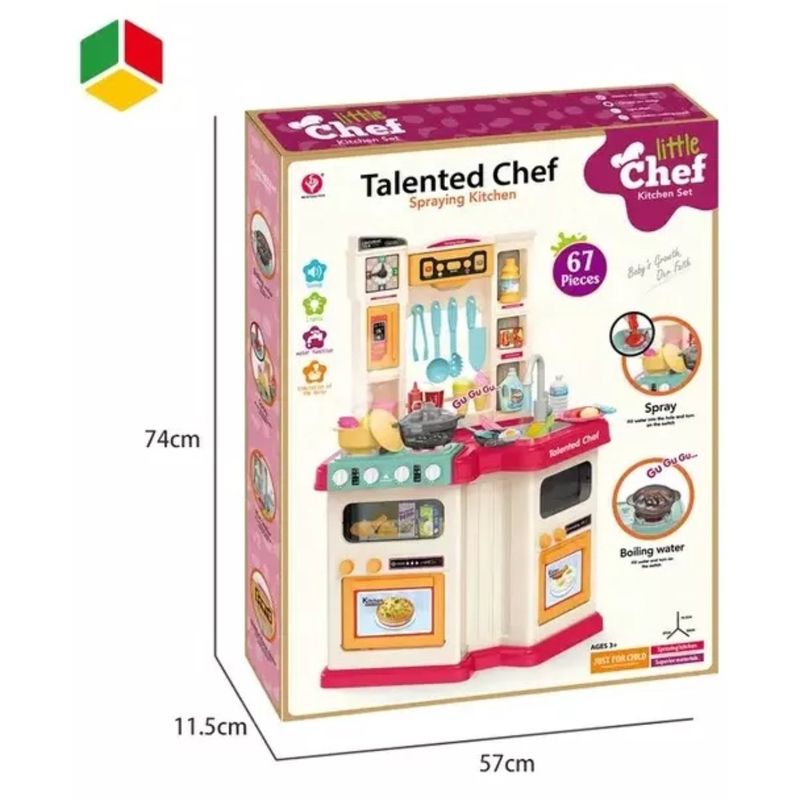 GENERICO - Juguete set de cocina con vapor, luz y sonido 67 pzs