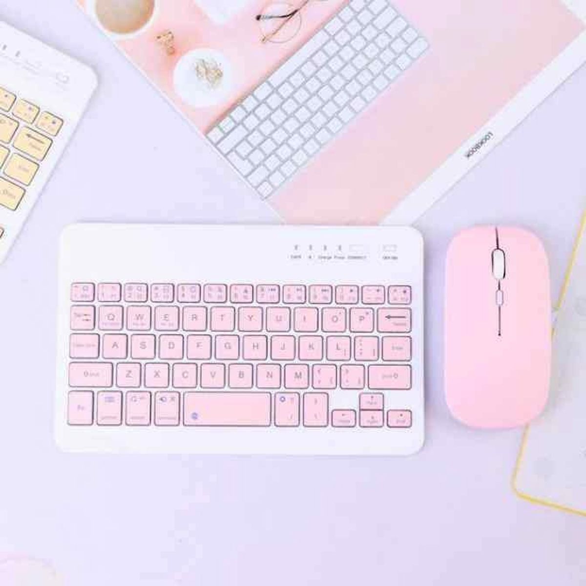 PREMIUM - TECLADO  MOUSE INALAMBRICO BLUETOOTH AJ340169-ROSADO