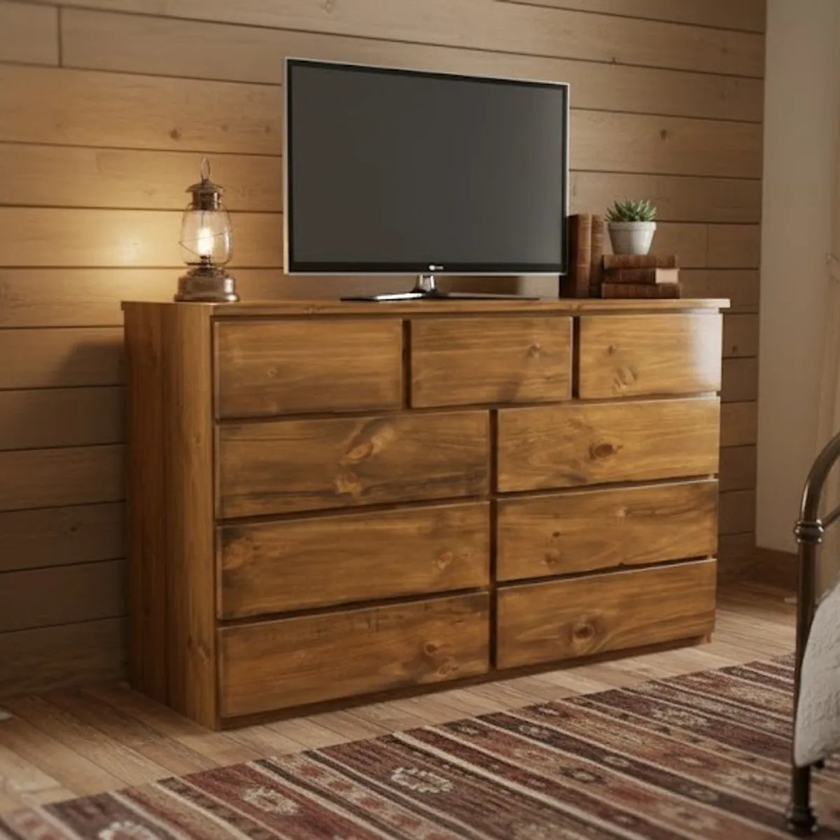 GENERICO - COMODA PINO DE 1.50 M COLOR CARAMELO RÚSTICO