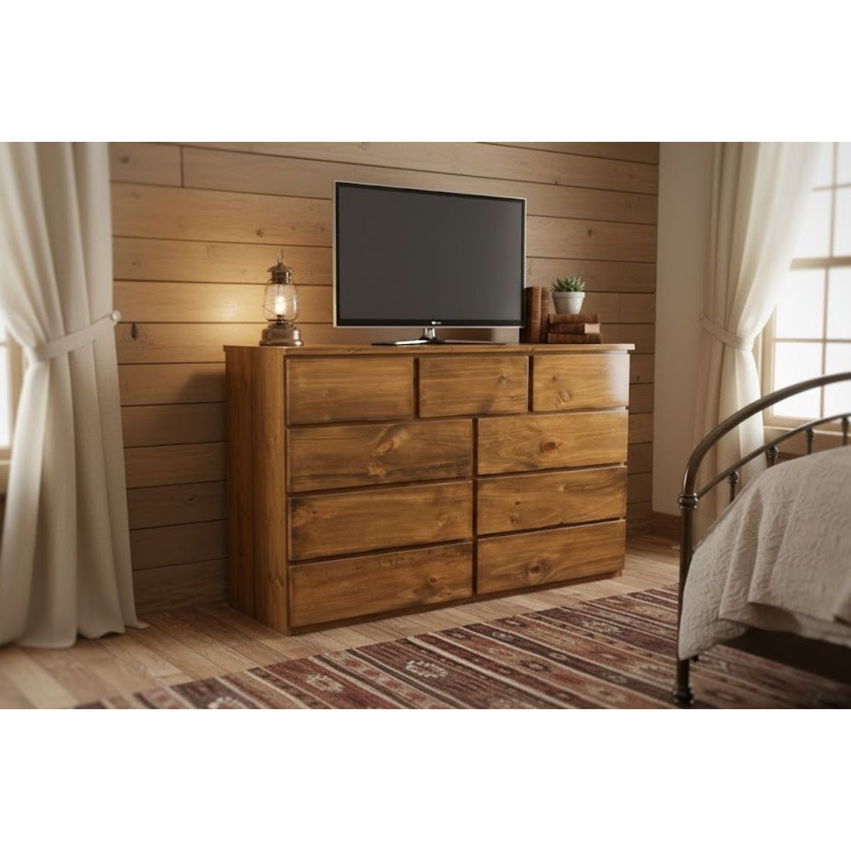 GENERICO - COMODA PINO DE 1.50 M COLOR CARAMELO RÚSTICO