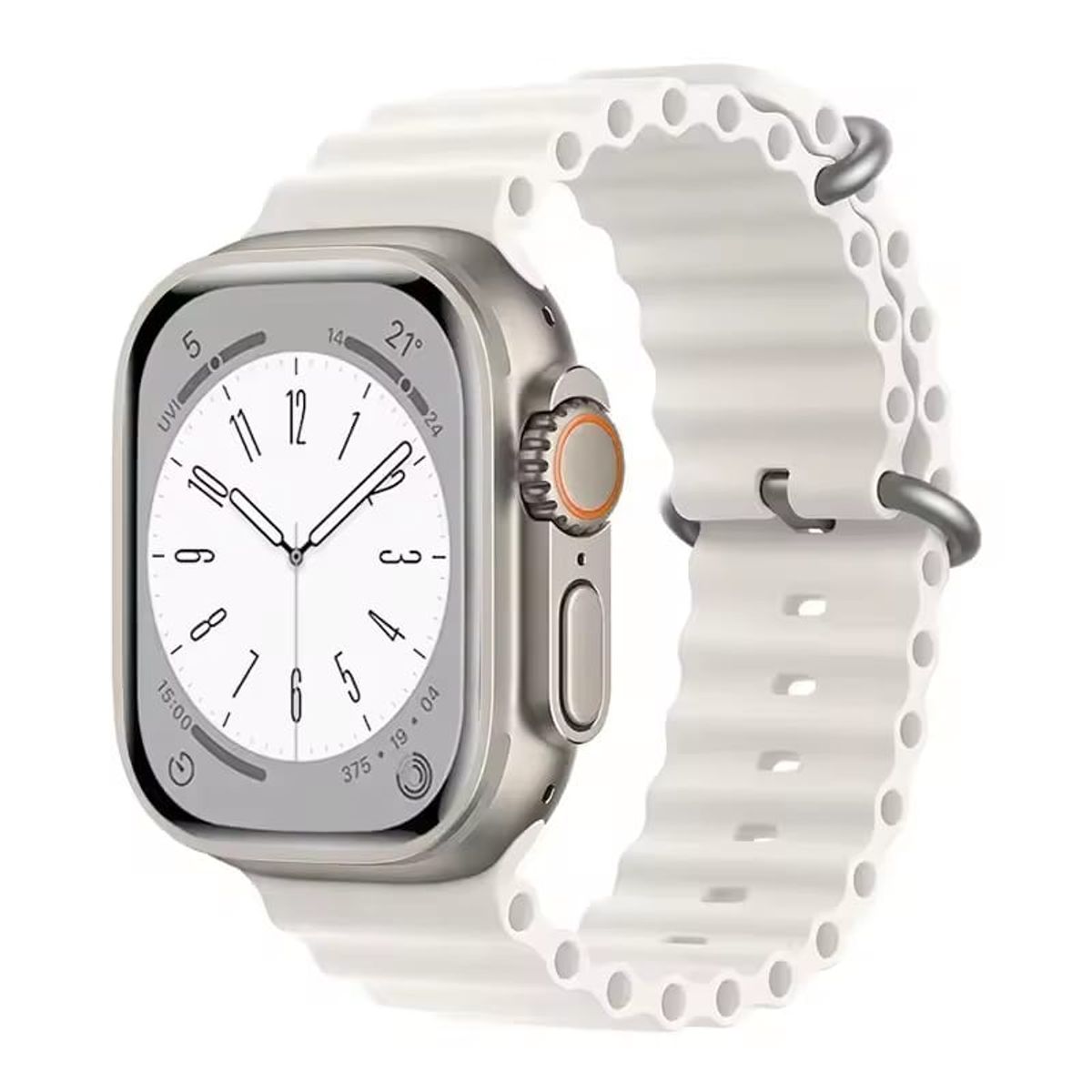GENERICO - CORREA SILICONA OCEAN PARA WATCH 44-45-46 y 49 mm BLANCO