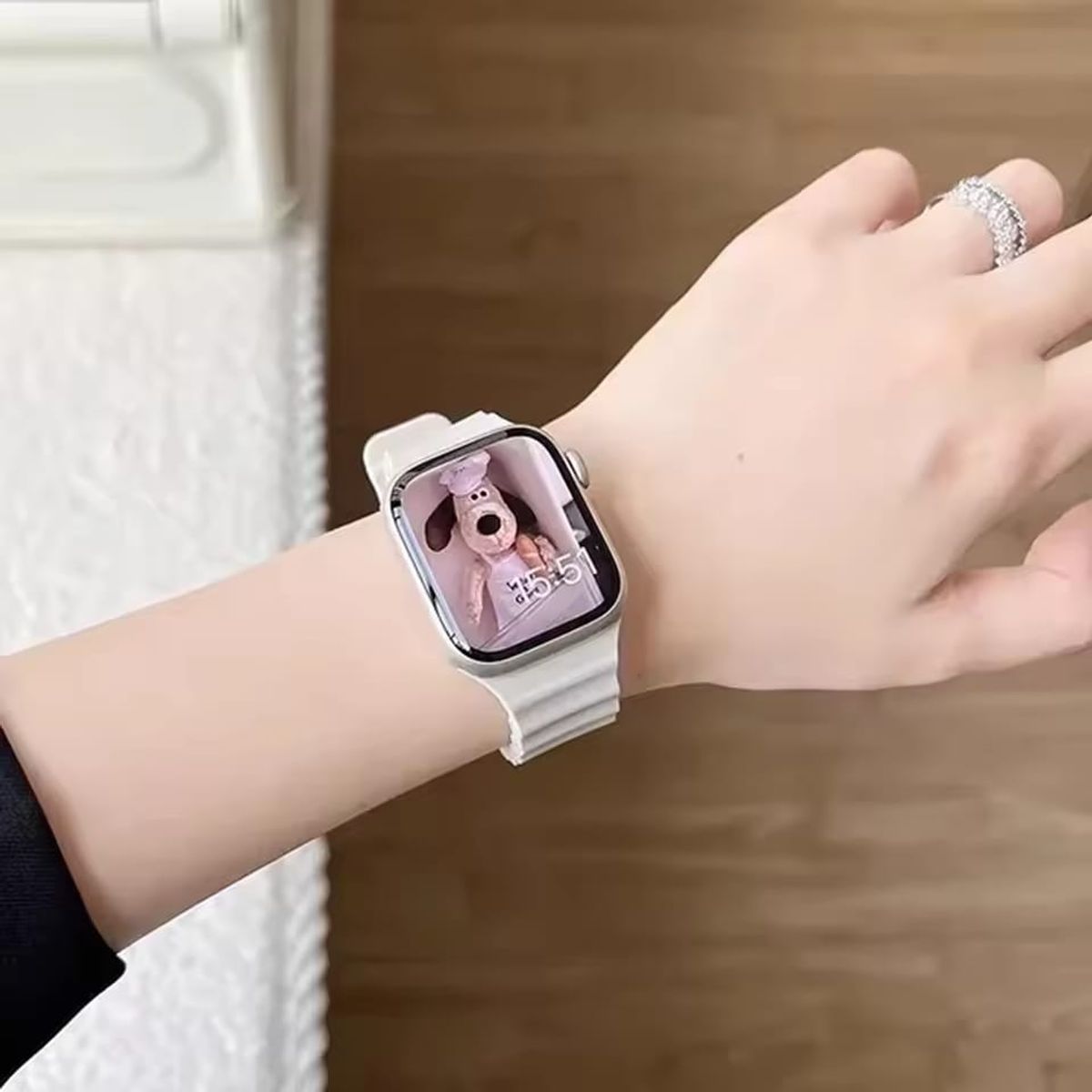 GENERICO - CORREA SILICONA OCEAN PARA WATCH 44-45-46 y 49 mm BLANCO