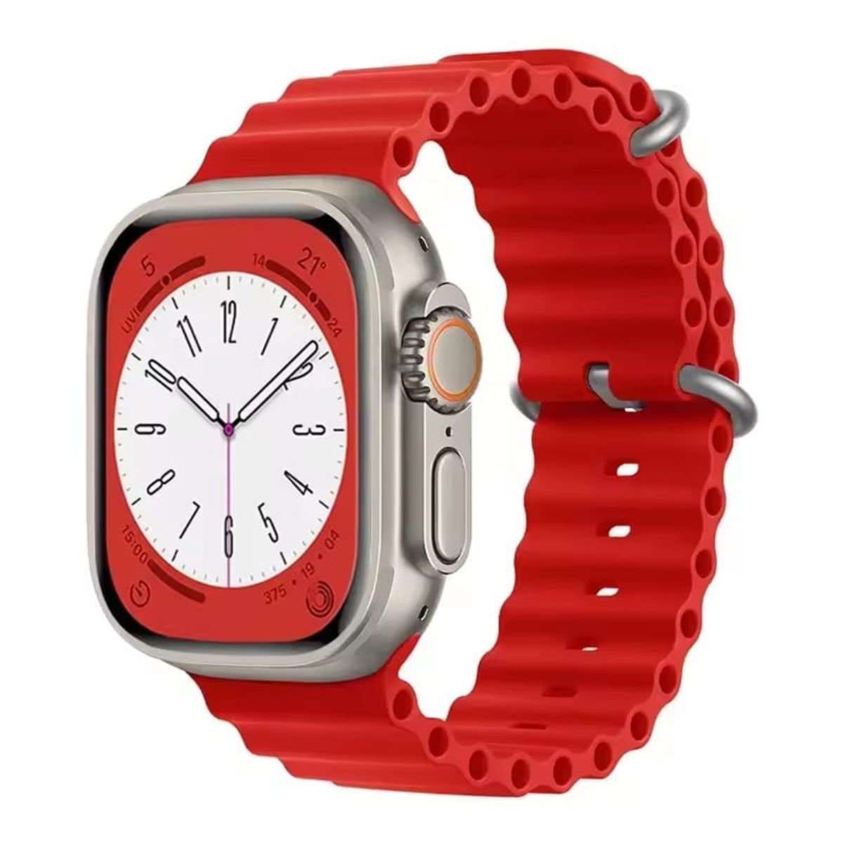 GENERICO - CORREA SILICONA OCEAN PARA WATCH 44-45-46 y 49 mm ROJO