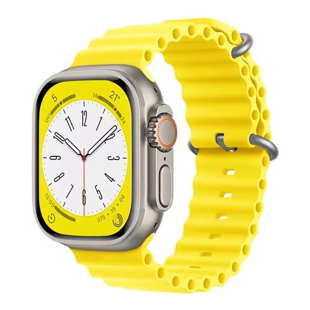 GENERICO - CORREA SILICONA OCEAN PARA WATCH 44-45-46 y 49 mm AMARILLO