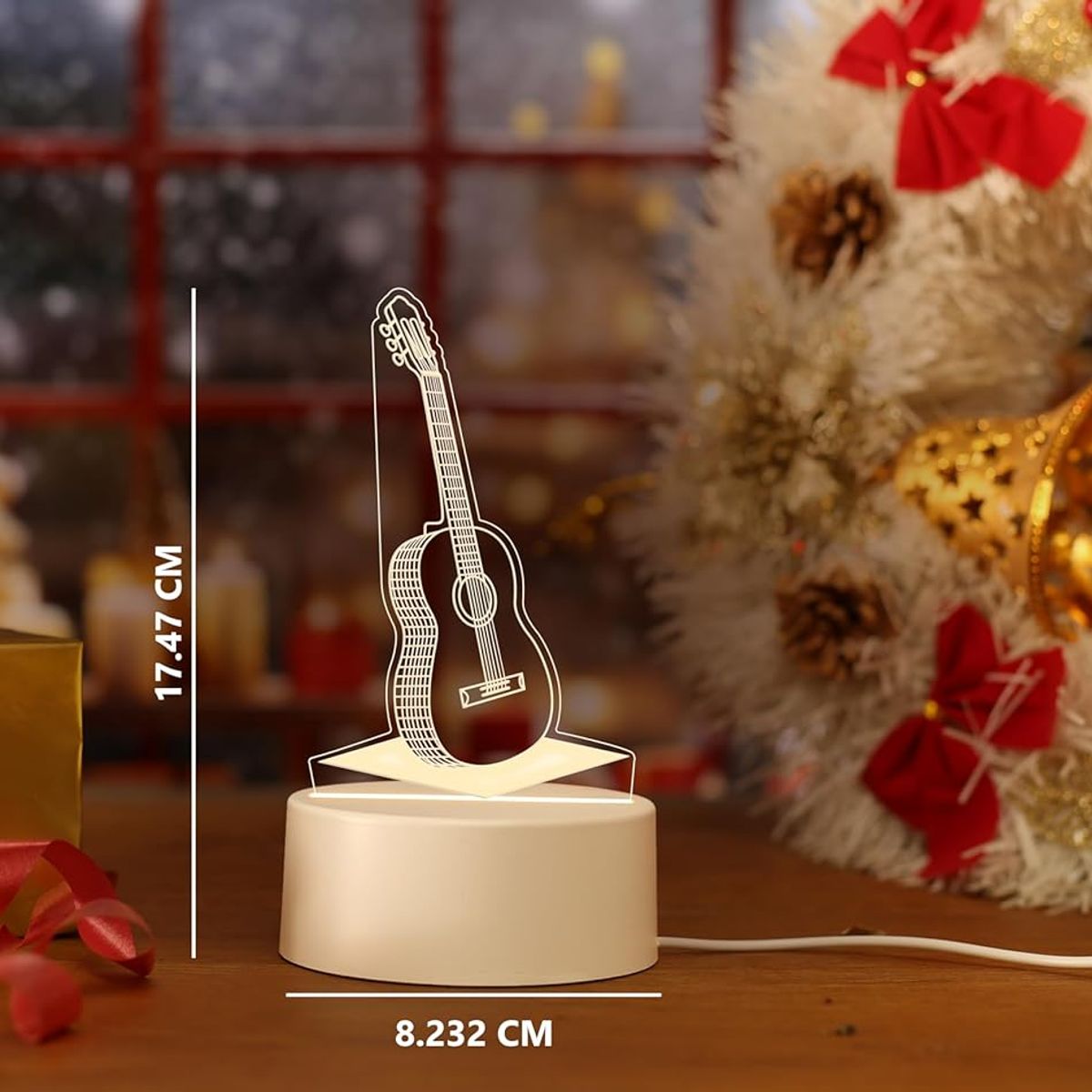 GENERICO - LÁMPARA LUZ LED ILUSIÓN 3D LUZ CÁLIDA DE NOCHE DISEÑO GUITARRA