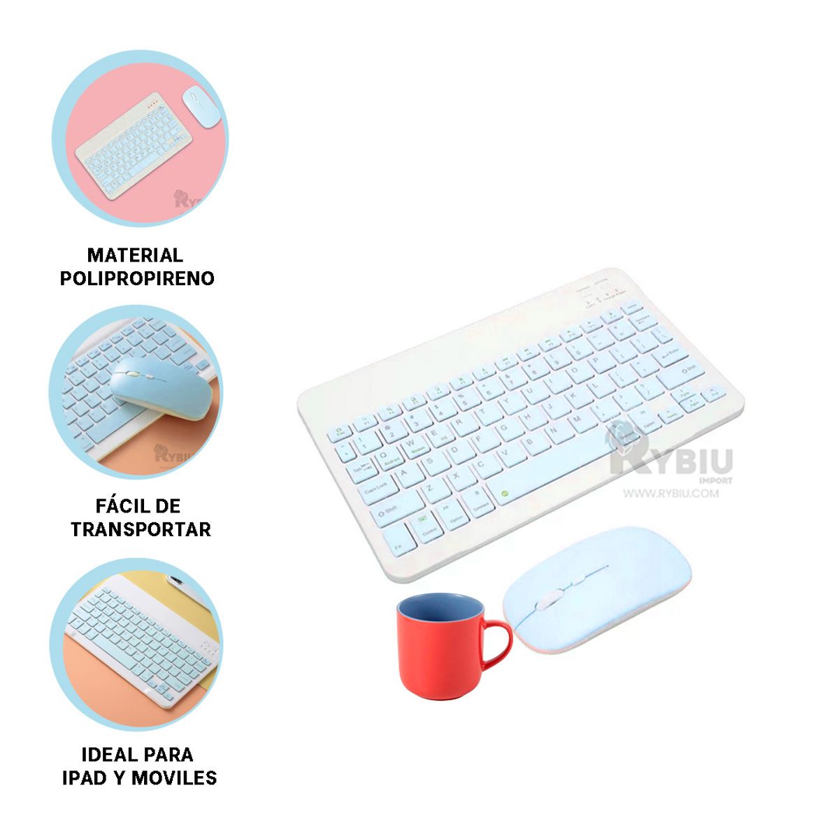 PREMIUM - TECLADO  MOUSE INALAMBRICO BLUETOOTH AJ340169-SELESTE