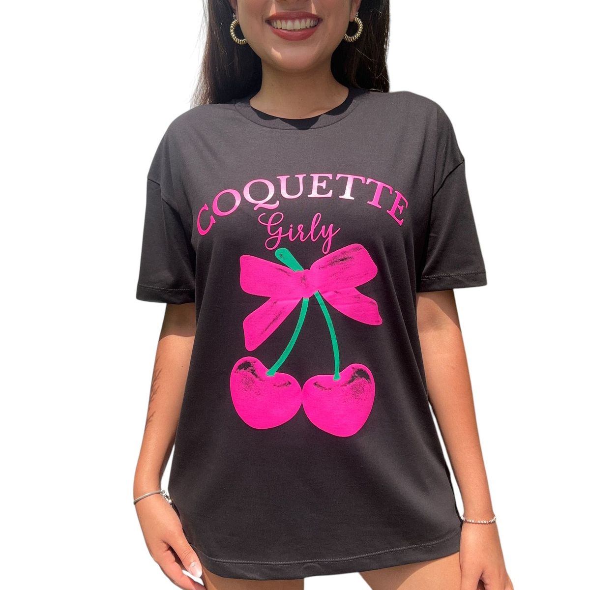 ENGELL - Polo oversize Coquette Girl Negro