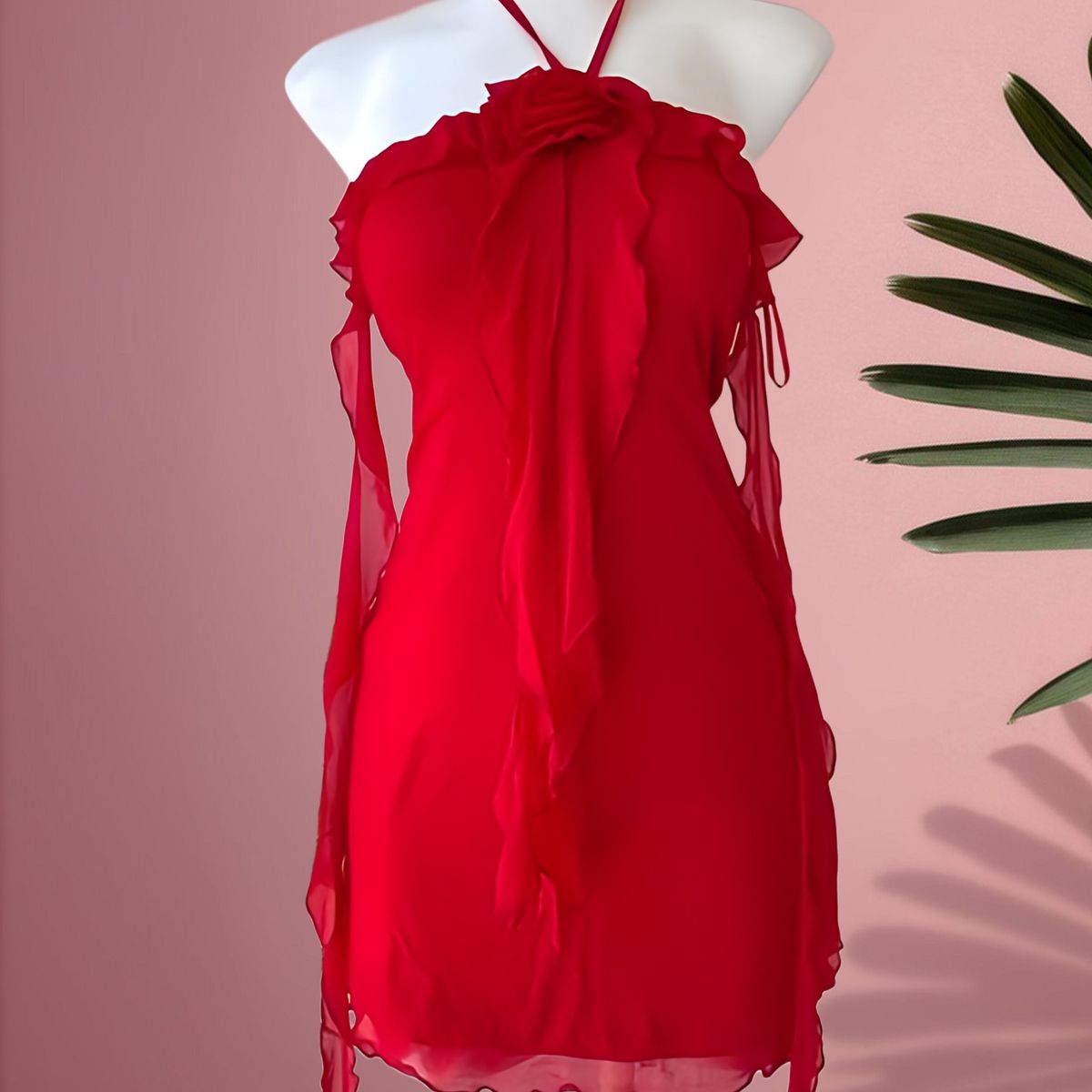 GENERICO - VESTIDO DE MALLA ROJO LOLITAS CASUAL