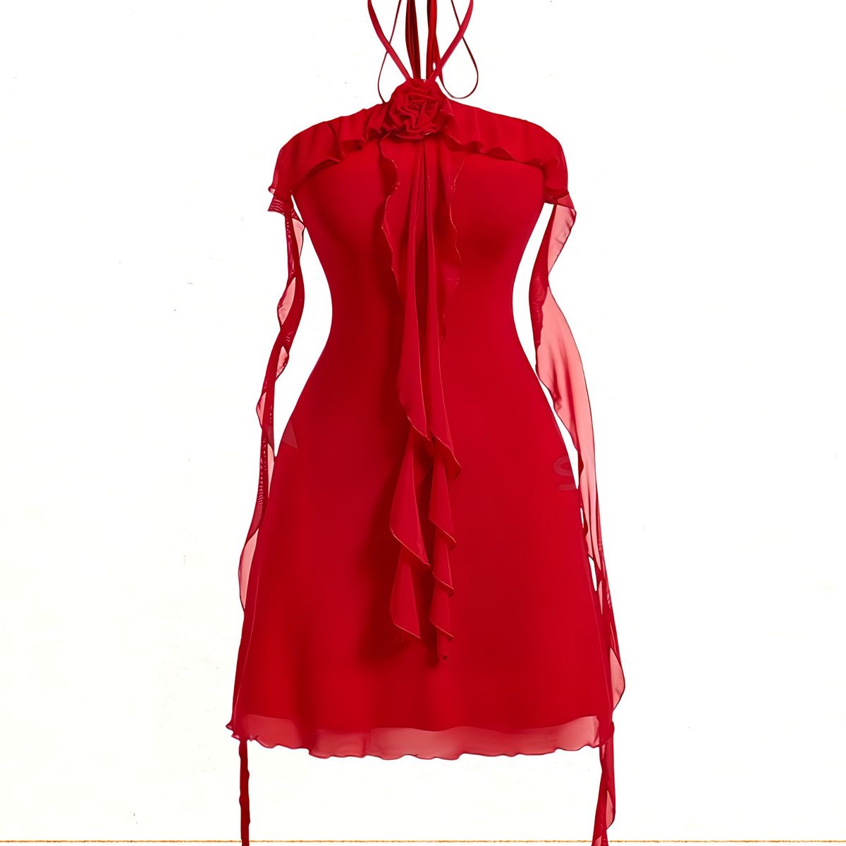 GENERICO - VESTIDO DE MALLA ROJO LOLITAS CASUAL