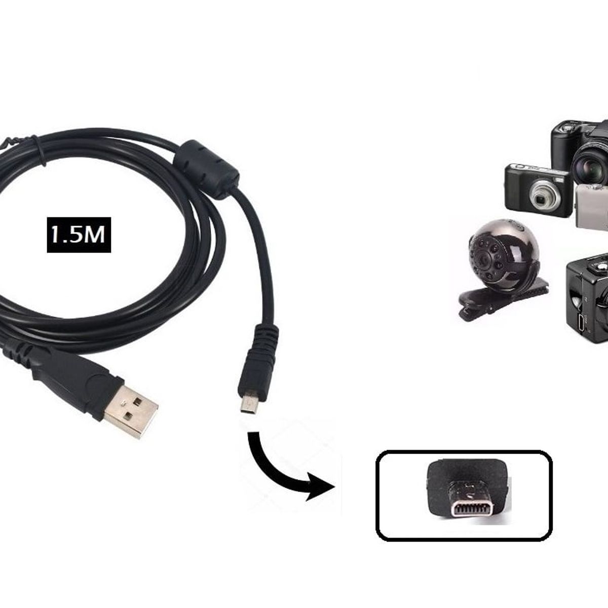 GENERICO - Cable Usb 8 Pines para Cámaras Digitales Panasonic Nikon Lumix Sony