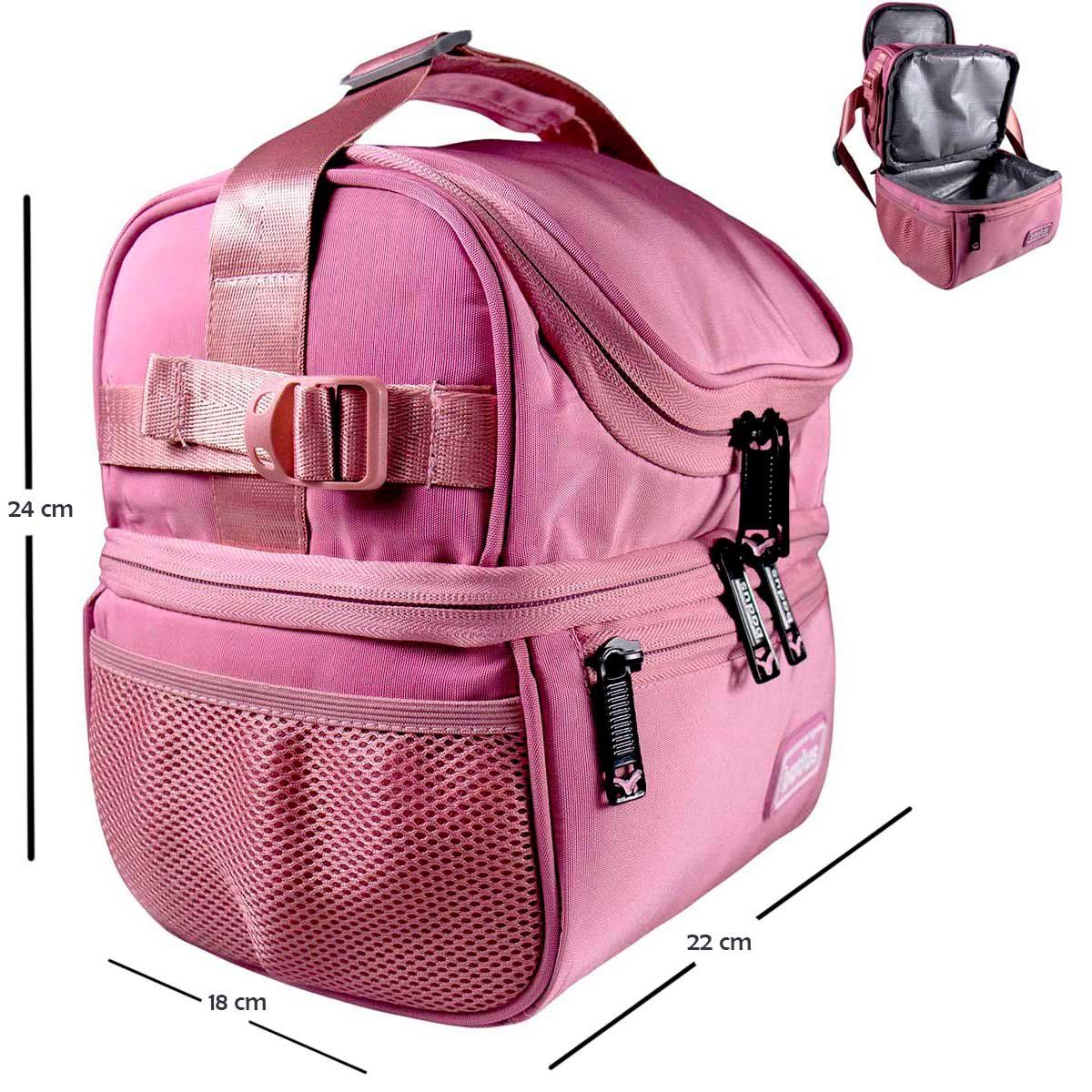 GENERICO - Lonchera Gruesa Térmica Ejecutiva de 2 Compartimentos - Palo Rosa