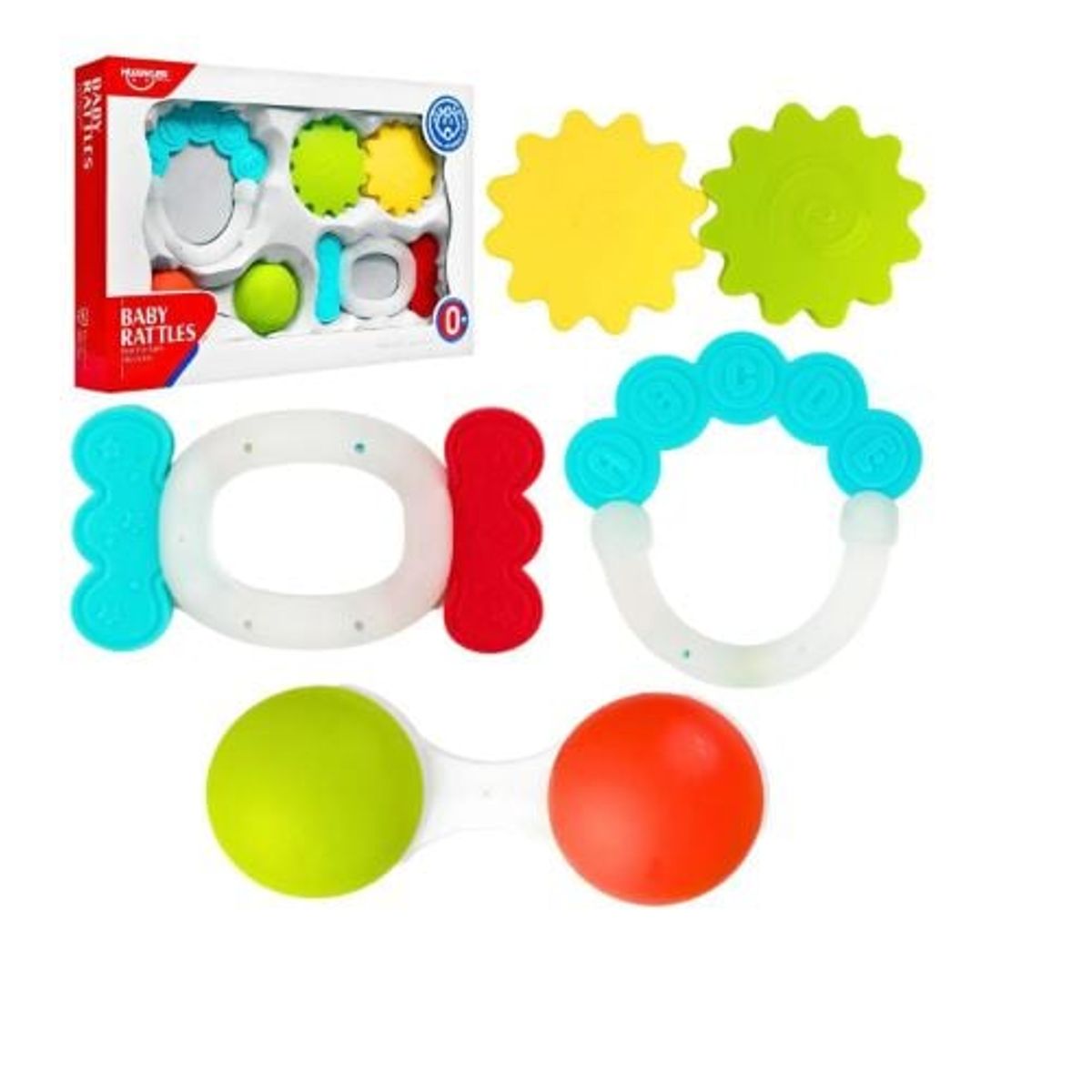 GENERICO - Set Sonajas con Mordedoras 4 Piezas Para Bebés