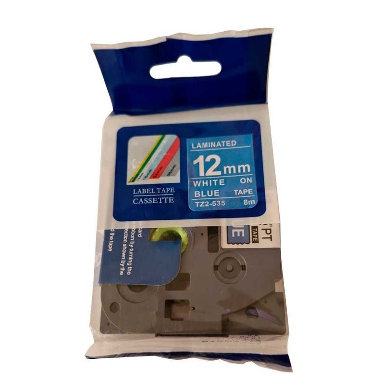 GENERICO - Tz2-535 Cinta Compatible Brother Fondo Azul 12mm x 8m Tze-535