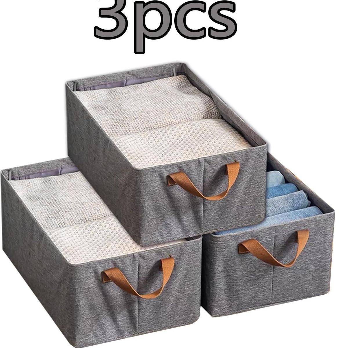 GENERICO - Pack 3 Cestas Organizadora Almacenamiento de Ropa de Gran Capacidad