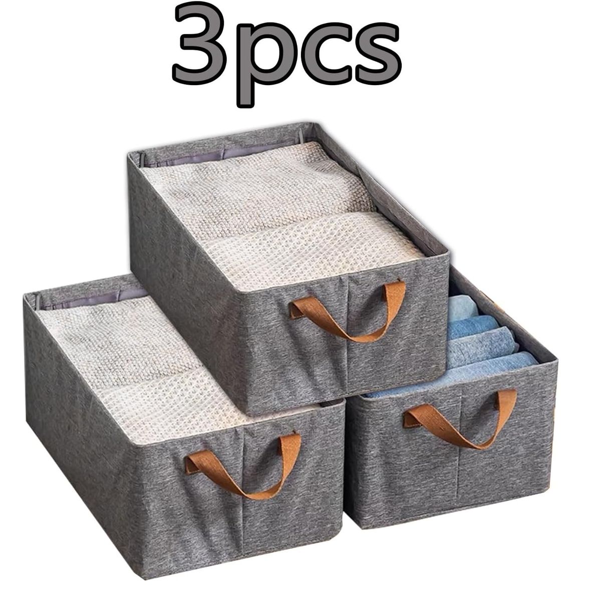 GENERICO - Pack 3 Cestas Organizadora Almacenamiento de Ropa de Gran Capacidad