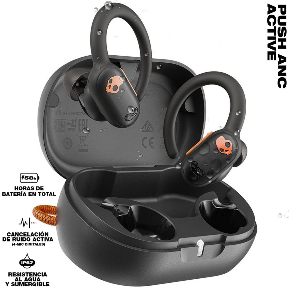 SKULLCANDY - Skullcandy Push ANC Audifonos Bluetooth 5.3 Deportivos Gym IP67