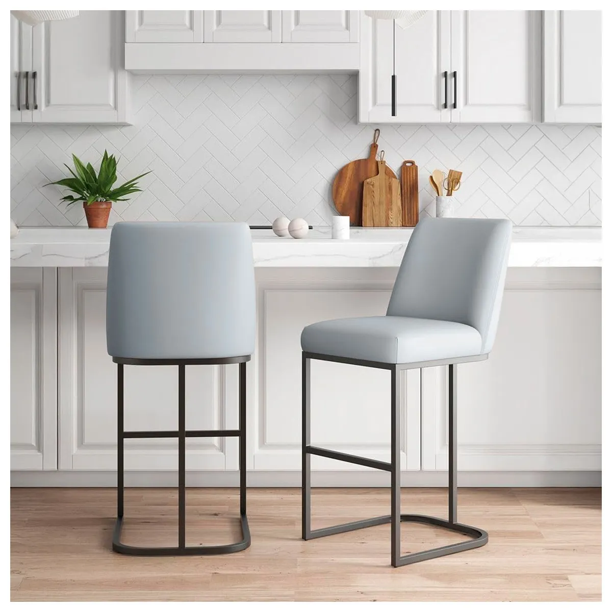 NOVAHUS - Set x 2 Bancos de Bar Soho Gris