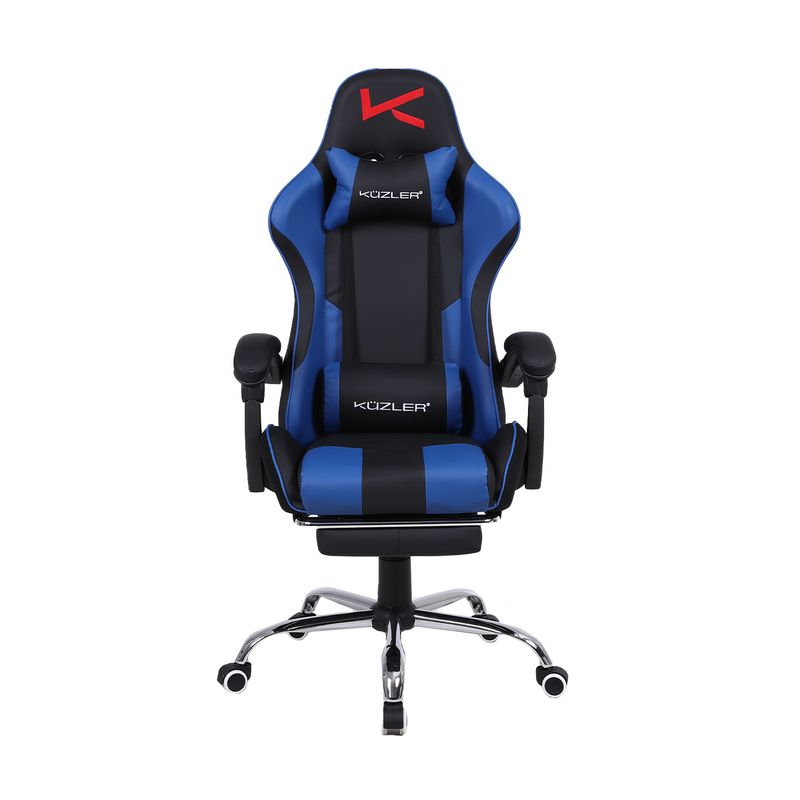 KUZLER - Silla Gamer Kuzler Azul masajeador reposapiés y base metálica RIK-101M