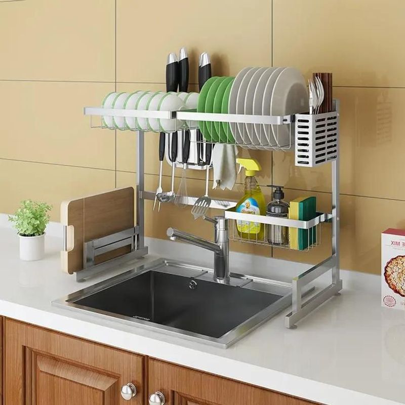 GENERICO - Escurridor de platos 65 cm acero inoxidable / Rack de cocina