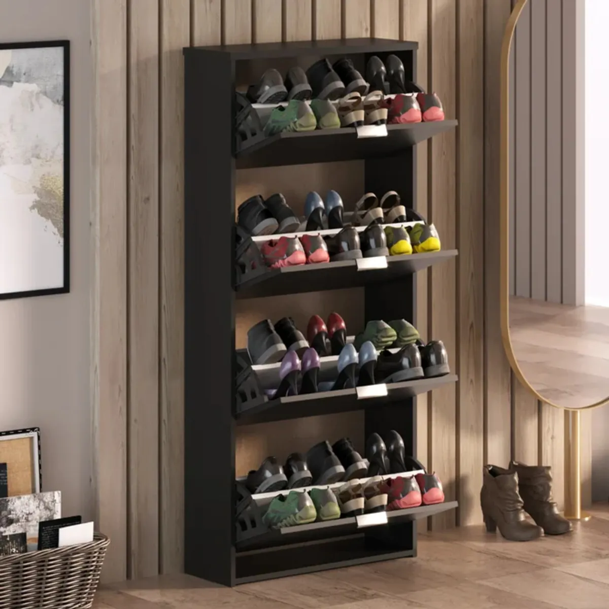 GENERICO - Zapatera Moderna Medaka Negro R&R MUEBLES