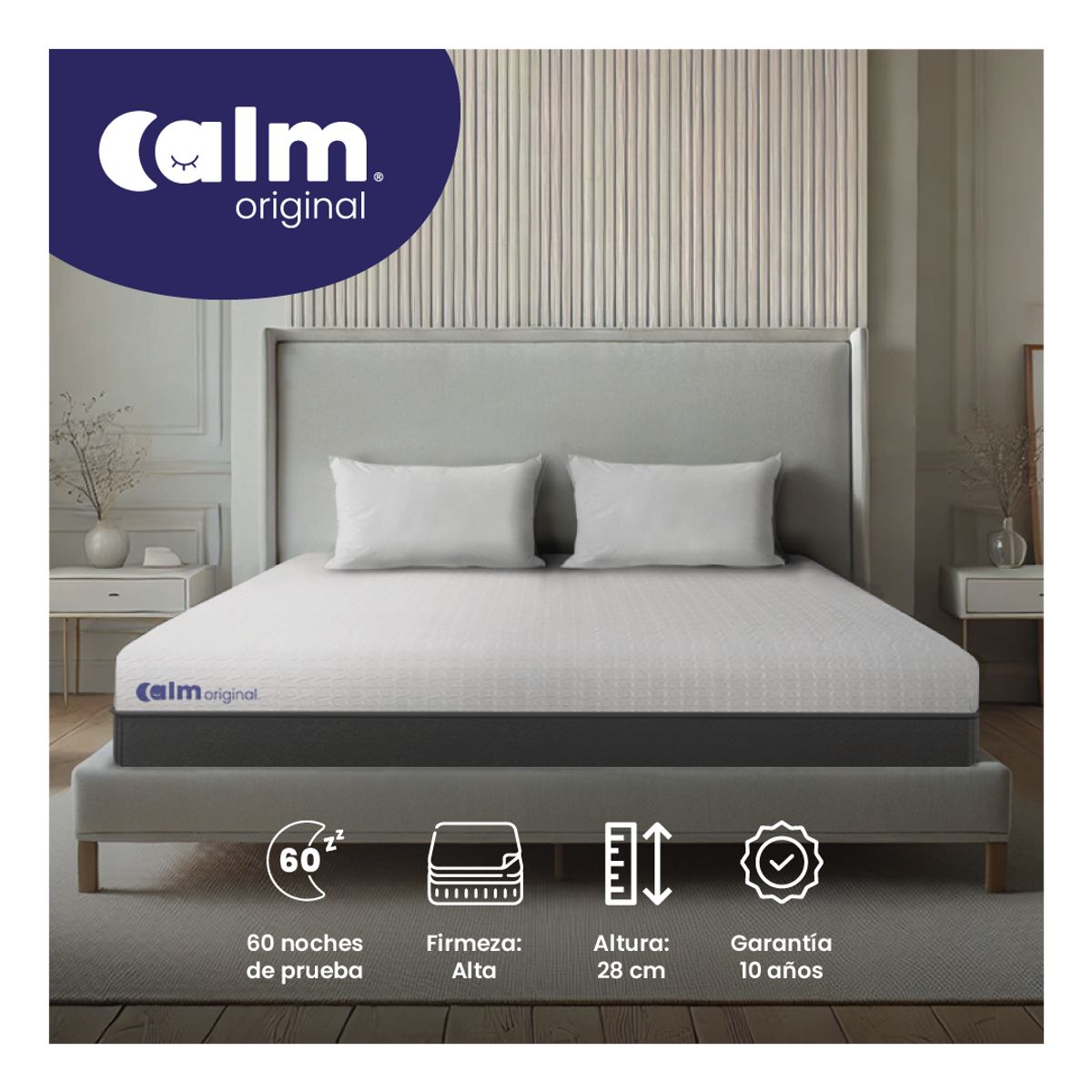 CALM - Colchón Calm Original De Memory Foam 2 Plazas