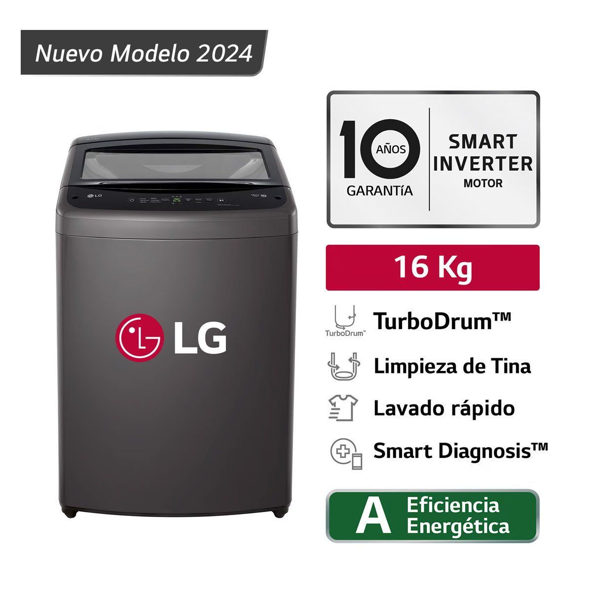 LG - LAVADORA WT16BVTB 16 KG TURBODRUM CARGA SUPERIOR NEGRO LG