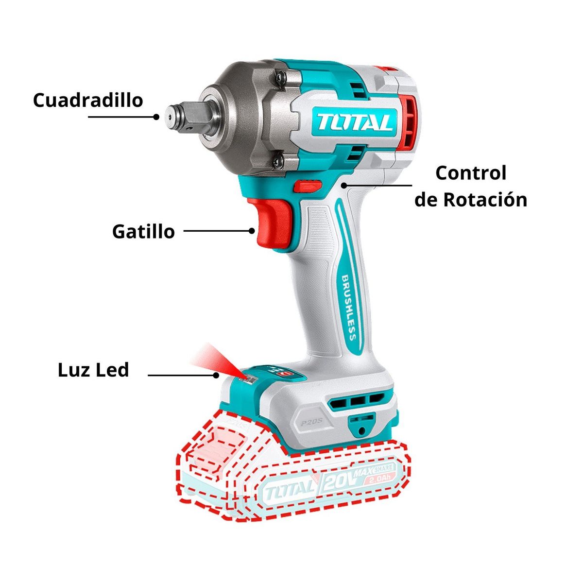 TOTAL TOOLS - Llave de impacto 400nm 20v Total