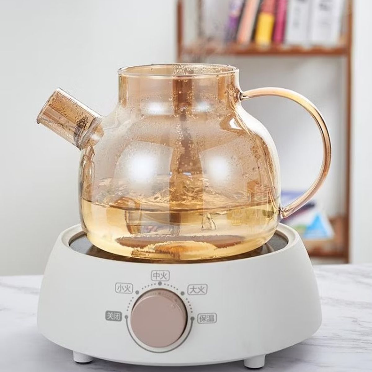 GENERICO - Tetera Moderna Color Dorado con Tapa de Acero Inox 1L