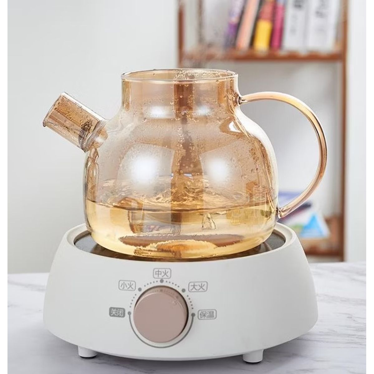 GENERICO - Tetera Moderna Color Dorado con Tapa de Acero Inox 1L