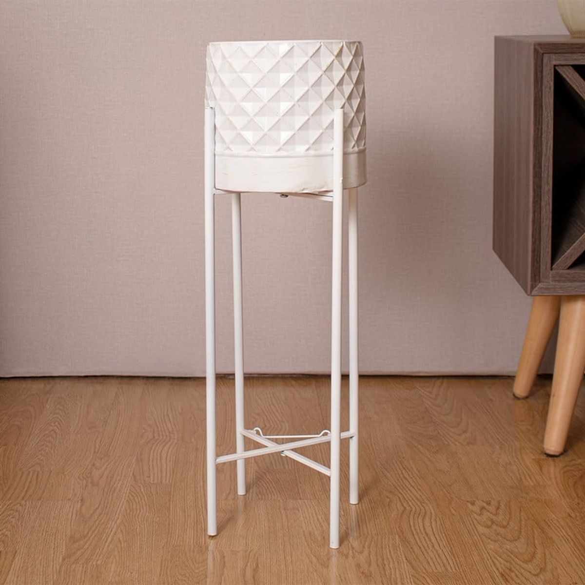 PANADECOR - Porta Macetero Moderno Metal Blanco 69cm