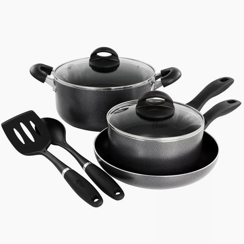 OSTER - Juego de Ollas 7 piezas oster  Aluminio Clairborne gris
