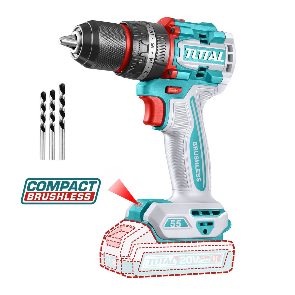 TOTAL TOOLS - Taladro percutor 55nm solo cabezal Total