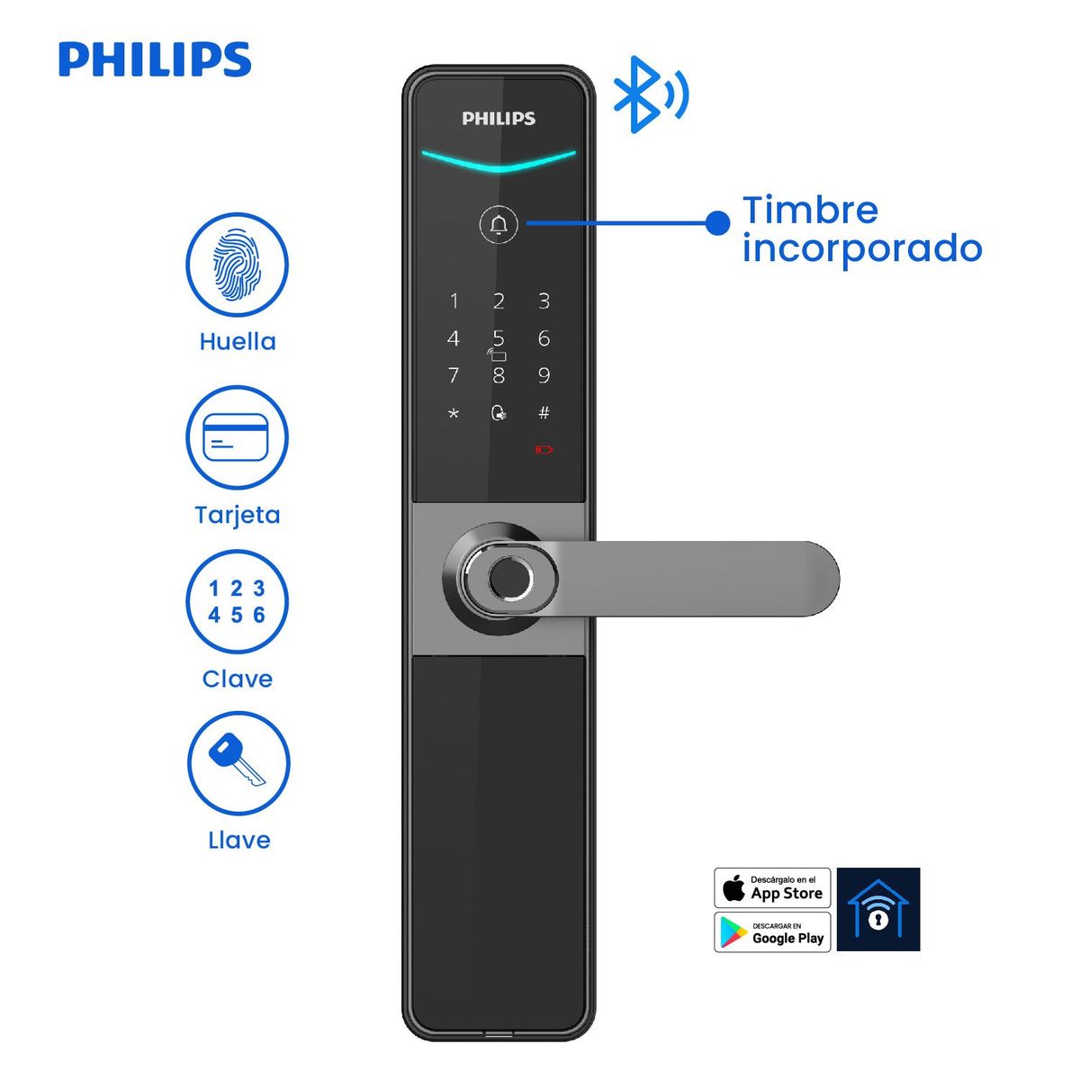 PHILIPS - CERRADURA DIGITAL PHILIPS 610-5HBS