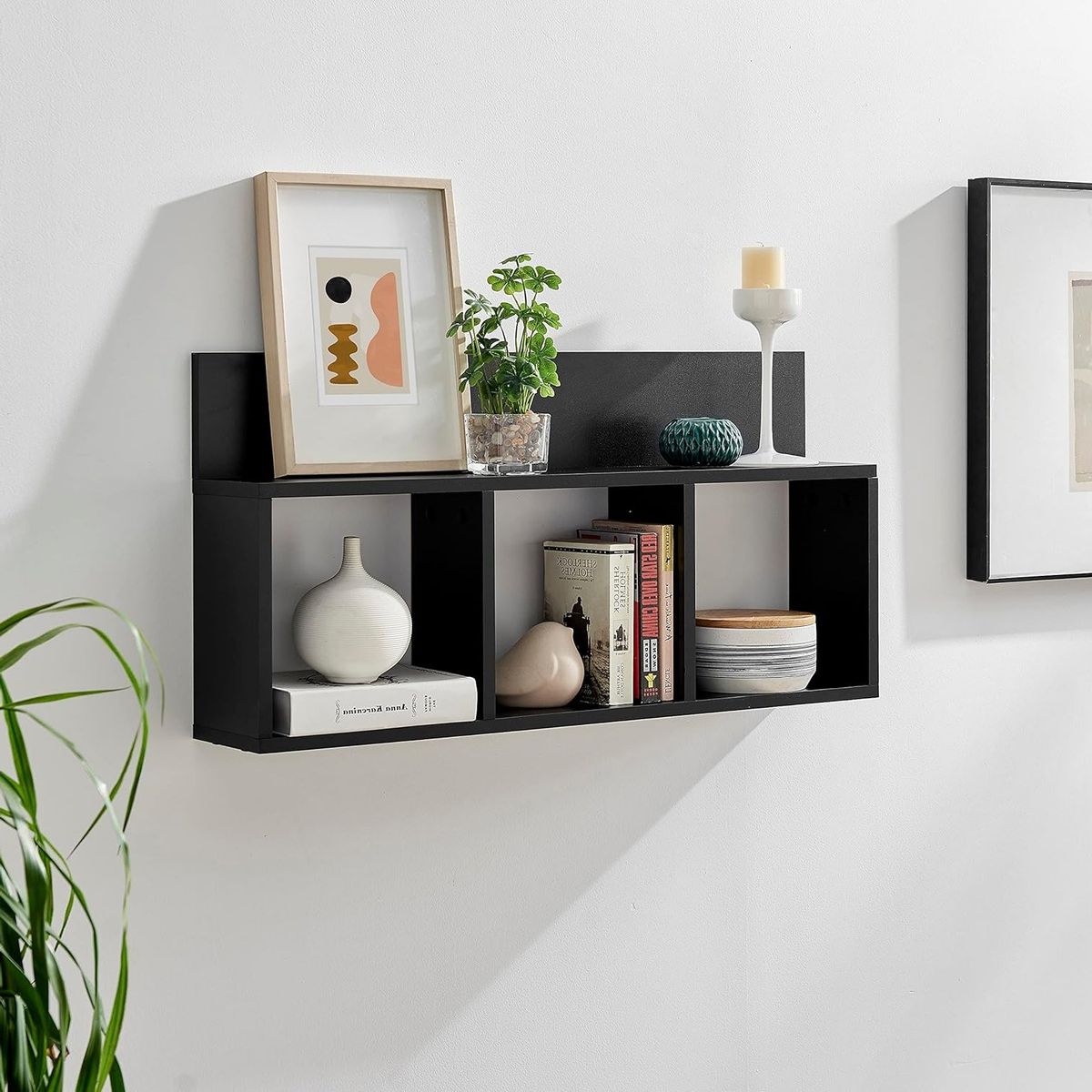 GENERICO - Repisa Flotante Moderna de Melamina Negro 80x49cm