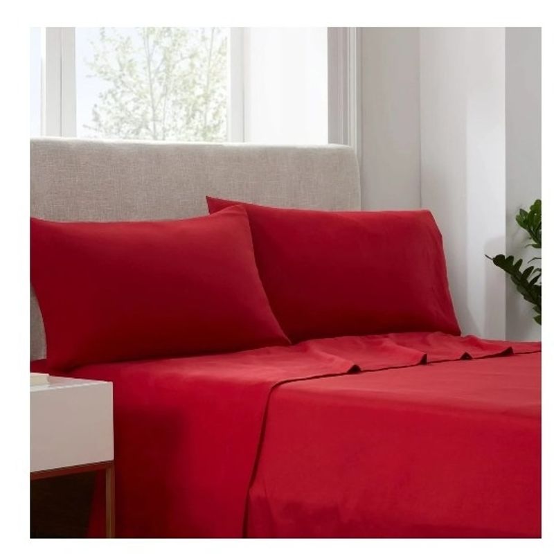 GENERICO - Sabanas De Algodón Bramante King rojo